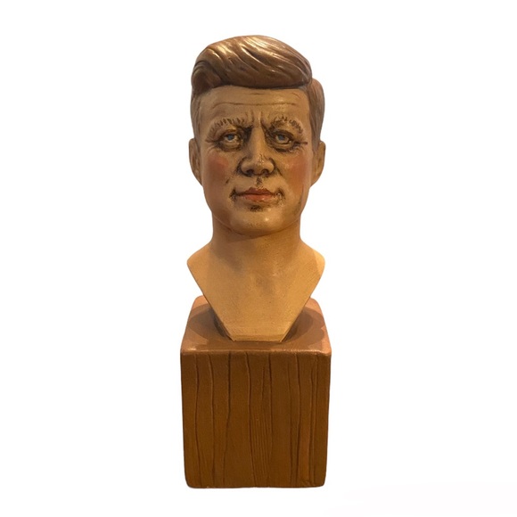 Vintage JFK John F Kennedy Decorative Bust Ceramic Chalkware 7.5”